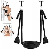 BDSM Door Sex Swings with Seat, Bondage Slave Leather Soft Plush Sex Slings with Adjustable Straps, Hanging Door Handcuffs Le