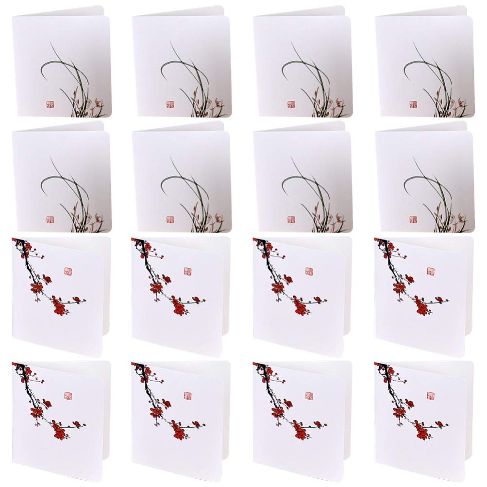 TOYANDONA 16pcs Chinese Greeting Card Christmas Greeting Cards Chinese Korean Japanese New Year Thanks Cards for New Year Spring Festival (Random Color)