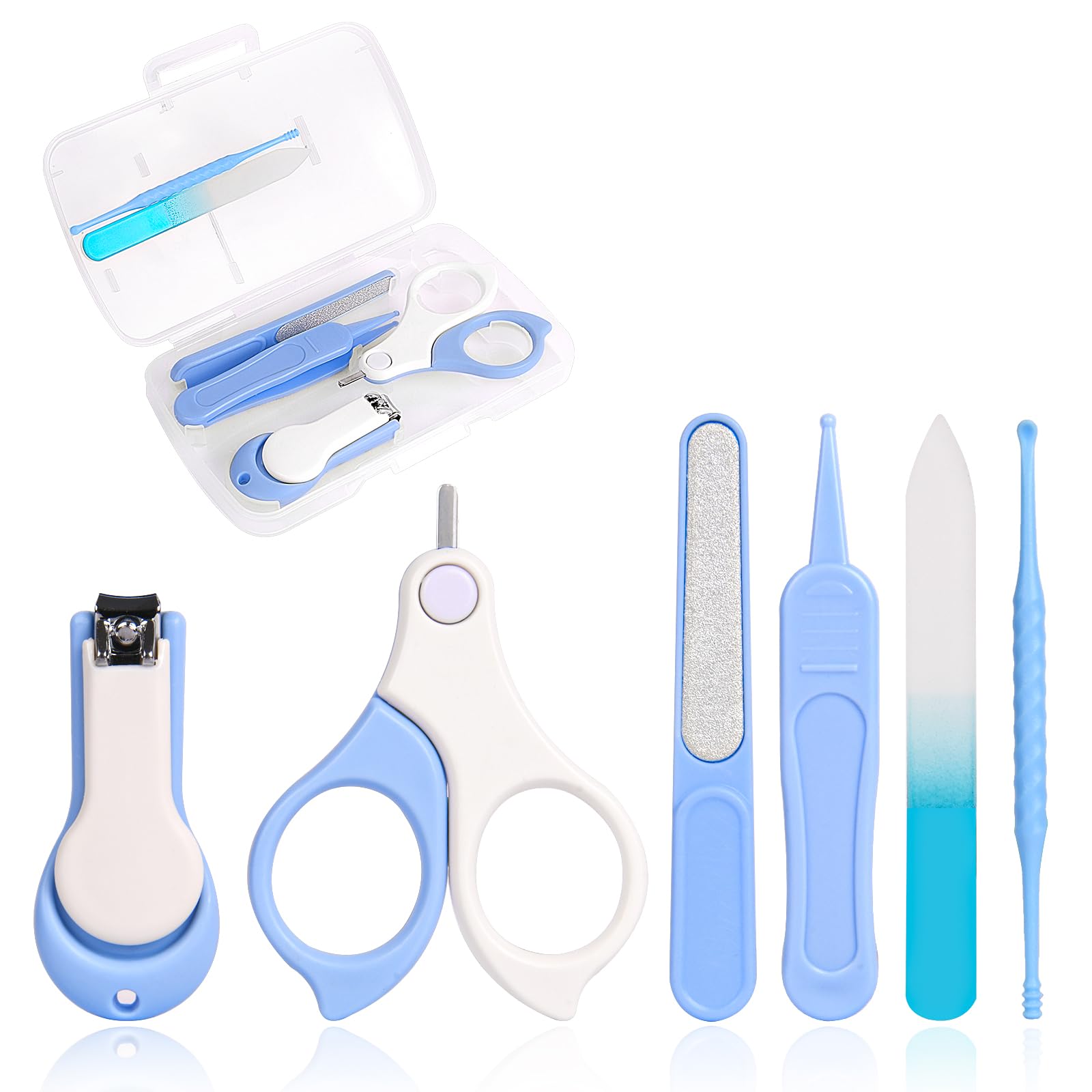 Vicloon Baby Nail Kit, 6Pc Baby Nail Clippers, Baby Nail Care Tool, Baby Nail Care Set Manicure Set Include Nails Clipper, Rounded Scissor, Earpick, Nail File and Tweezer for Newborn, Infant Toddler