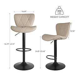 Nalupatio Modern Bar Stools Set of 2, Adjustable