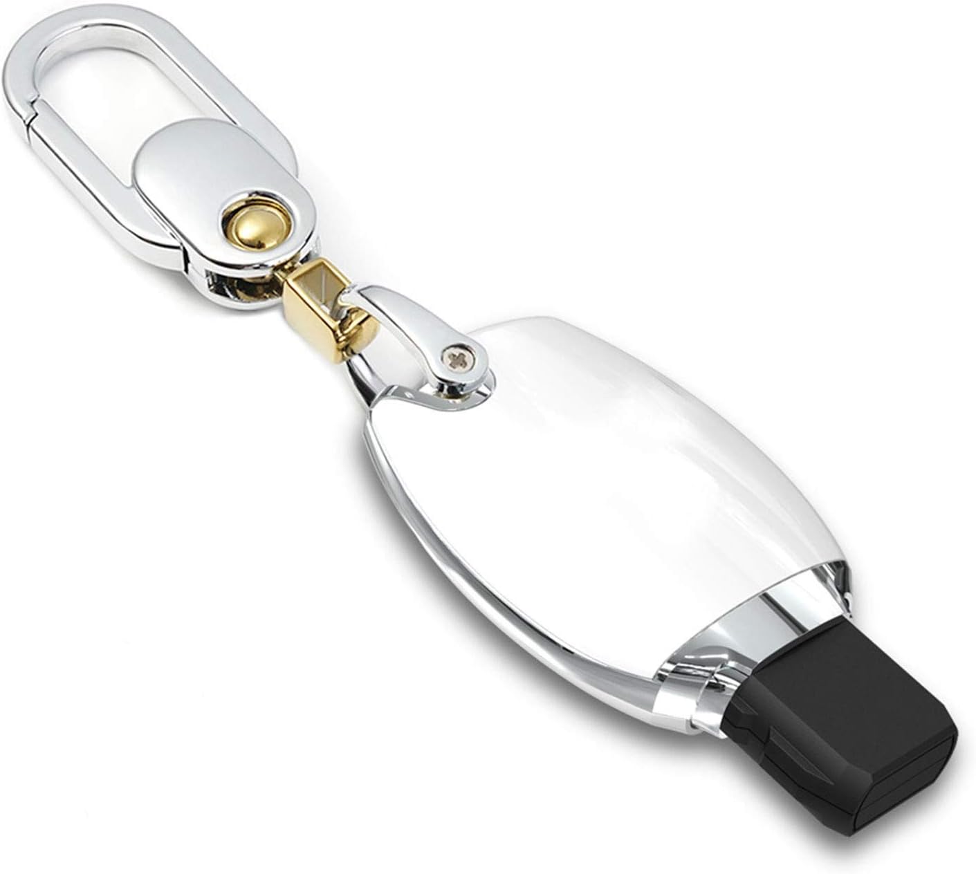 Kwak'sCar Key Cover For Mercedes Benz ABS Plastic Key Holder Compatible For Mercedes A C G class One-button Start Key case Smart Control with Metal Key Ring Key Decoration（white）