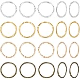 PH PandaHall 120Pcs 4 Colors Linking Rings, 24mm Textured Circle Frames Charms Links Ring Jewelry Connectors Hollow Bezels Round Circle Pendants for DIY Dangle Earring Necklace Making