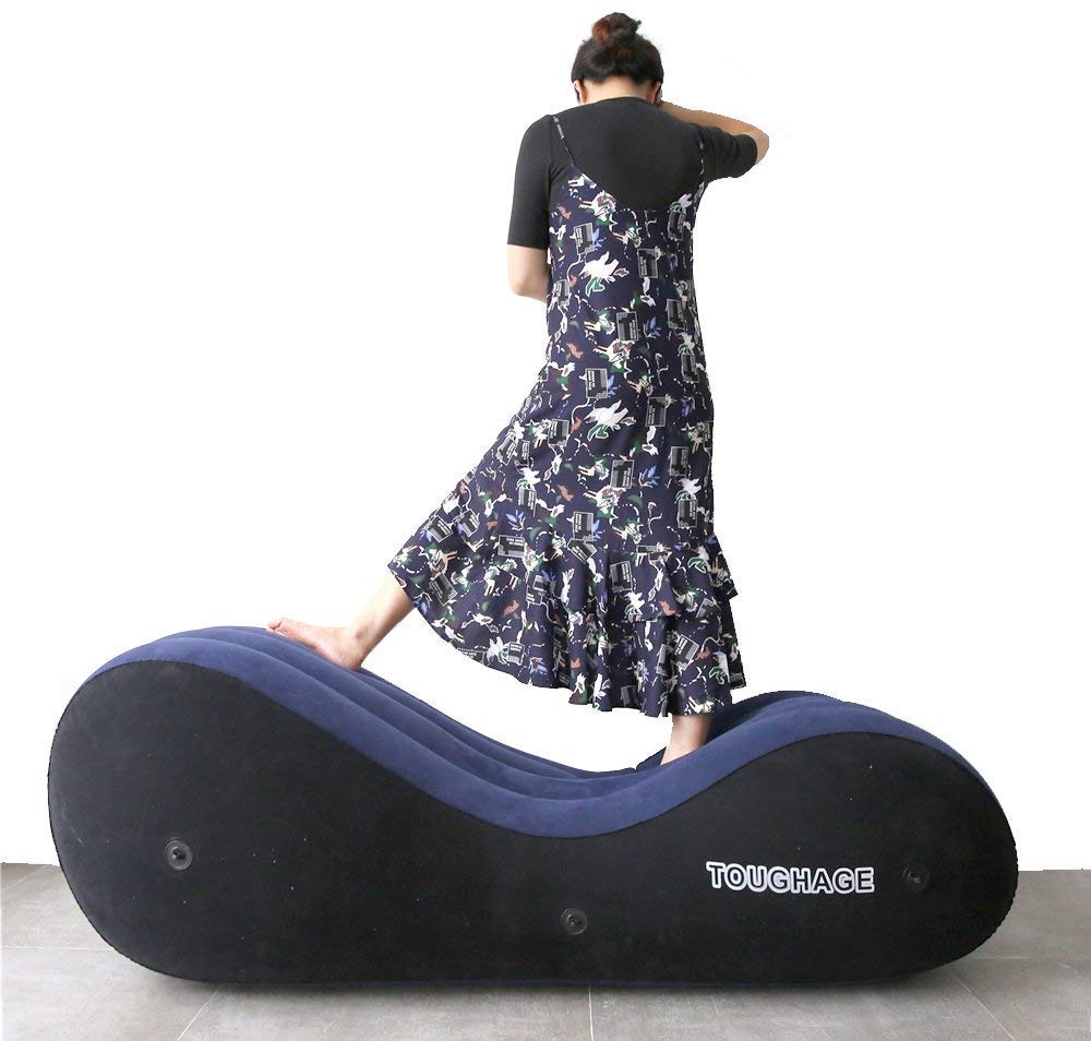 Inflatable Séx Sofa with Handcuffs & Leg Cuffs Yoga Chaise Lounge/Relax Chair