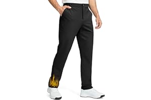 Soothfeel Men's Fleece Lined Pants 30"/32"/34" Golf Work Dress Pants Casual Insulated Warm Winter Trousers with Pockets