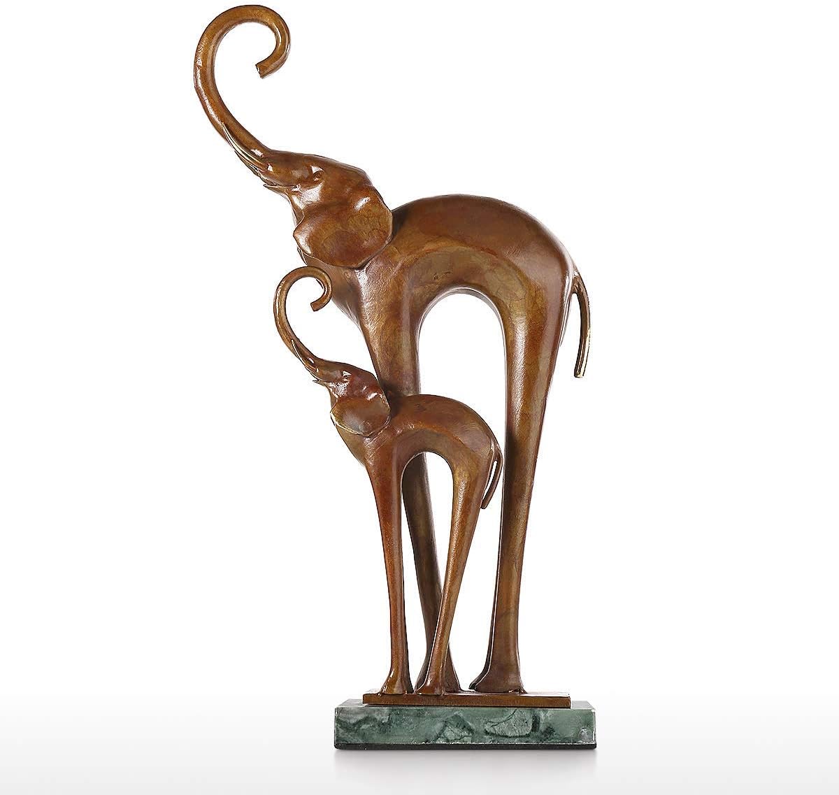 CHUTD Colección Escultura de Elefante de latón, Madre Elefante e Hijo