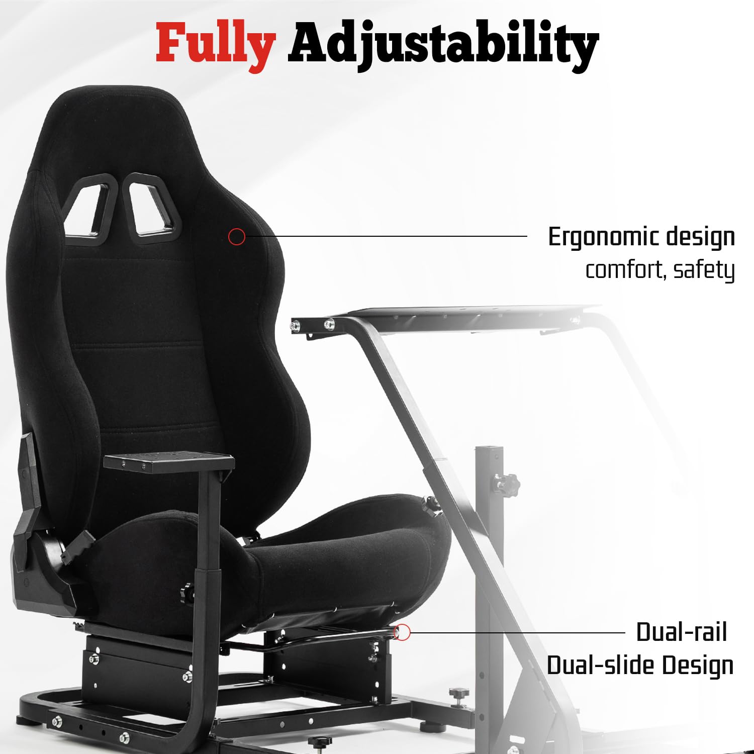 Marada Racing Simulator Cockpit with Comfort Gaming Seat Mountable Monitor Stand Fit for Logitech/Thrustmaster/Fanatec G25 G27 G29 T248 T300,Driving Race Sim Mount No Steering Wheel Pedal