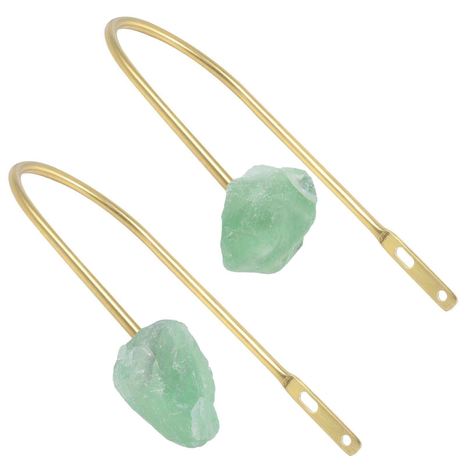 mookaitedecor 2 Pcs U Shaped Curtain Tieback Hooks with Raw Rough Stone, Irregular Natural Healing Crystal Rock Mineral Decorative Wall Mounted Curtain Holdbacks with Screws, Fluorite