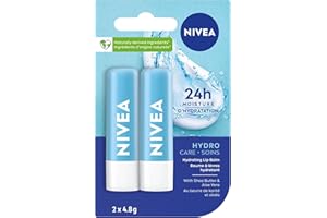 NIVEA Hydro Care Lip Balm, (2 X 4.8g) | Made with Aloe Vera & Shea Butter, 24H Hydration, Transparent