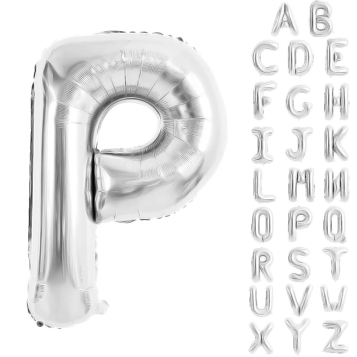 Photo 1 of Silver Letter Balloons 40 Inch - Large Letter Balloon Aluminum Foil for Birthday Wedding Anniversary Party Decorations(Letter P Balloon)