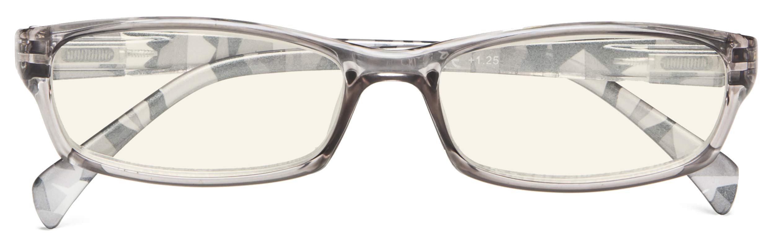 CessBlu Blue Light Filter Computer Reading Glasses Anti Glare UV Eyestrain for Women(Grey)+3.5