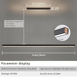 70" LED Linear Pendant Light Fixtures, 25W Dimmable