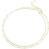 Keyuanet Gold Belly Chain Waist Chains for Women Sexy Bikini Waist Beads Body Chain Belt Summer Beach Jewelry Rave Accessories Stainless Steel Boho Body Jewelry Gifts