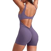 YEOREO One Piece Workout Jumpsuits for Women Backless Tummy Control Sleeveless Jumpsuits Lizvette V Back Scrunch Yoga Romper