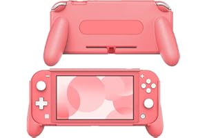 MoKo Grip for Nintendo Switch Lite, Ergonomic & Comfortable Hand Grips Case Fits Nintendo Switch Lite Grips, Durable Light handle grip Protective Shockproof Holder, Coral pink
