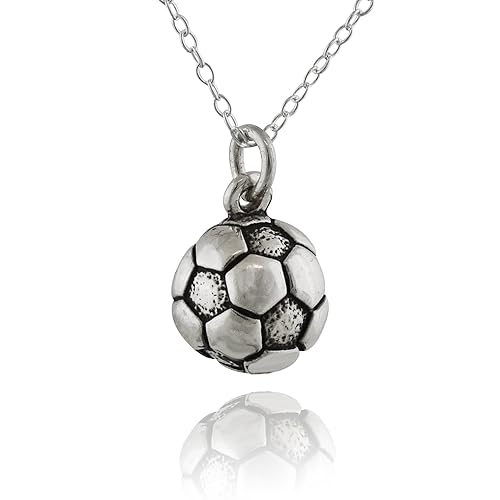 Plata de Ley Pequeño Balón de fútbol encanto colgante, cadena de ...