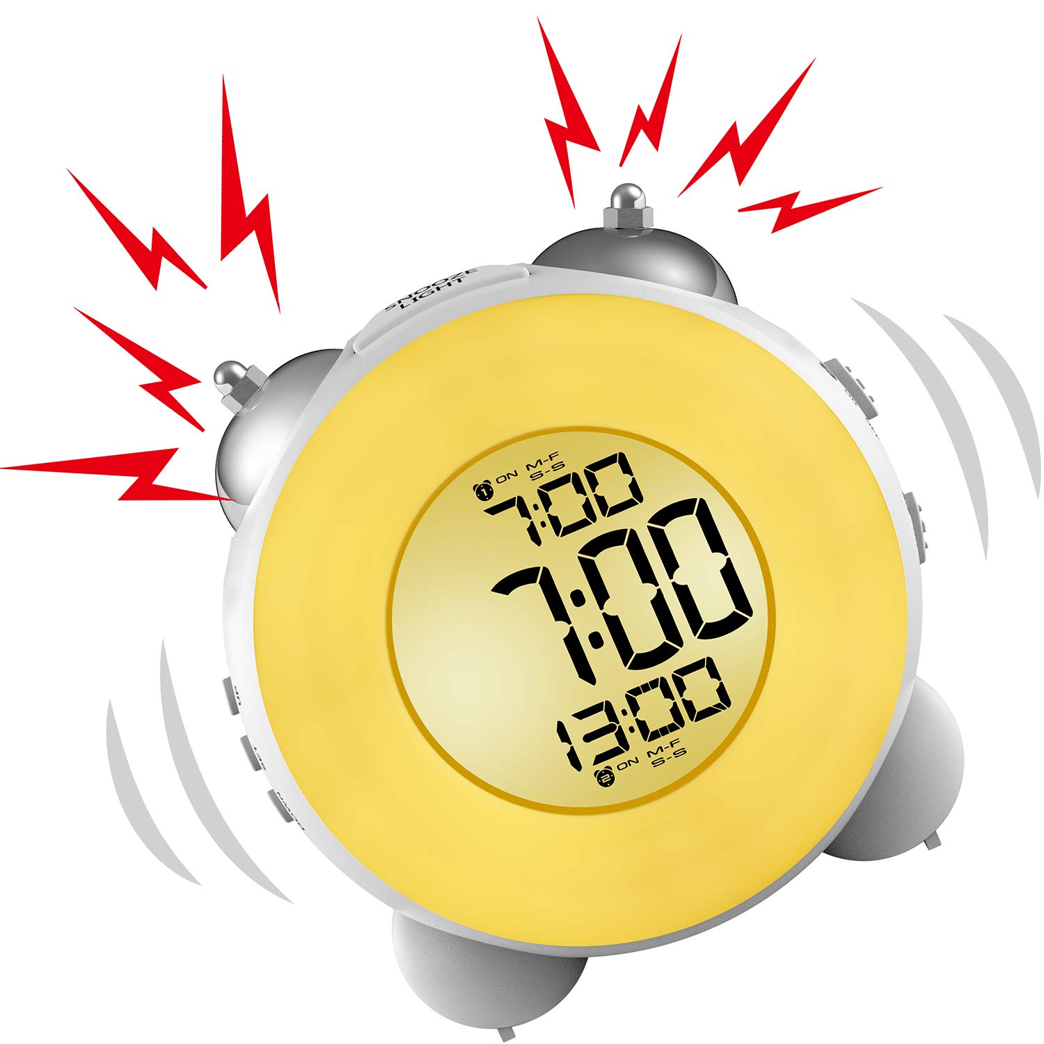 Banne Bon Loud Alarm Clock Non Ticking Bedside Battery Powered with Snooze Dual Alarm Night Light for Heavy Sleepers