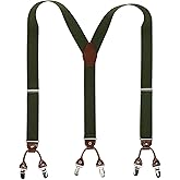 PAPA LEGGENDA Suspenders for Men with Strong Clips, 1.4 Inches Wide Heavy Duty Men's Suspenders Y-Back for Work Jeans