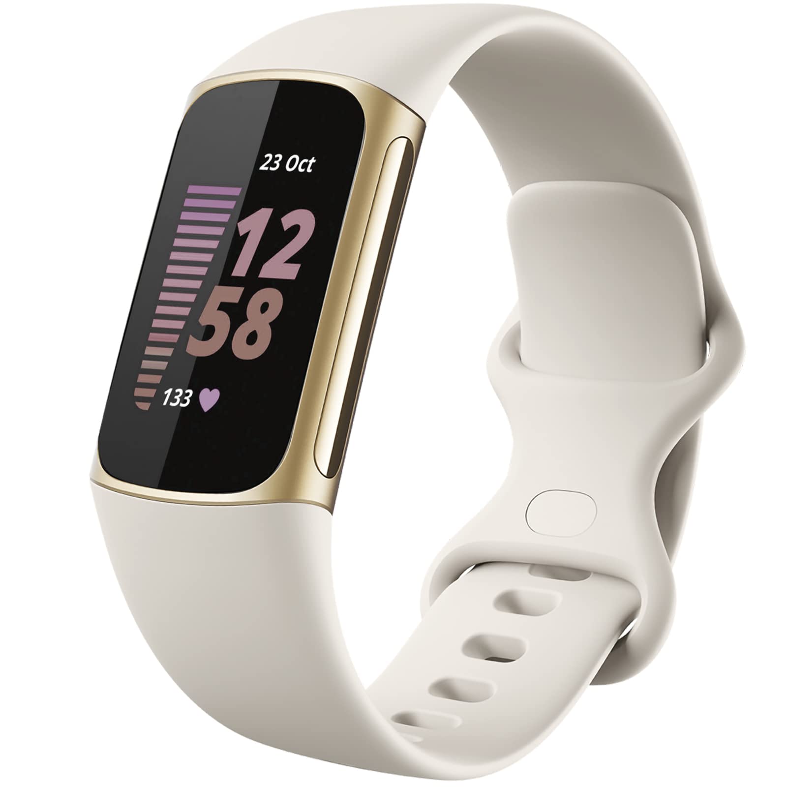 Dirrelo Compatible with Fitbit Charge 5 Strap - Fitbit Charge 6 Strap for Women Men, Soft Silicone Replacement, Sport Waterproof Adjustable Wristband for Charge 5 6,Small LunarWhite