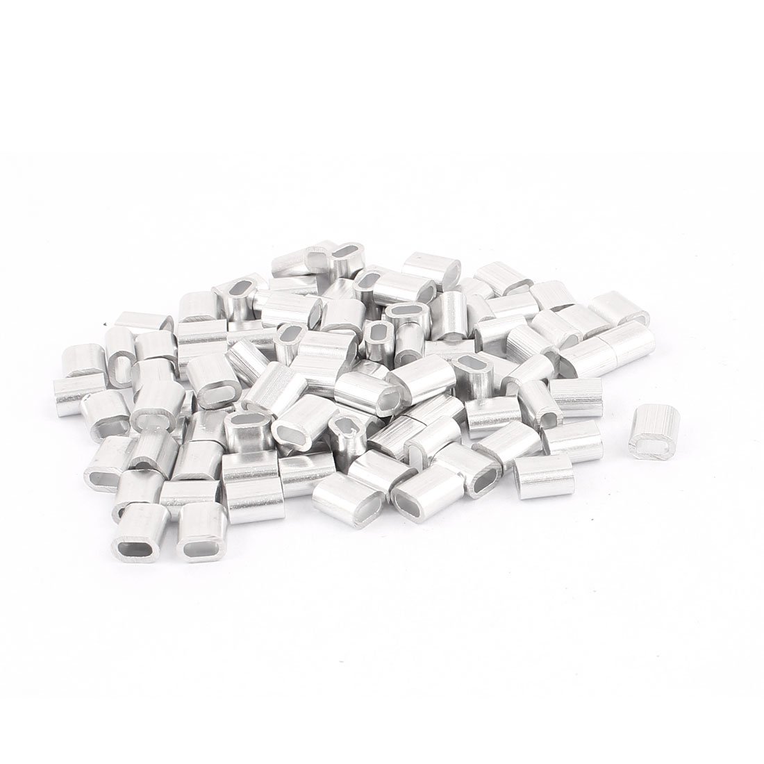 Sourcingmap 2mm 5/64" Steel Wire Rope Aluminum Ferrules Sleeves Silver Tone 100Pcs