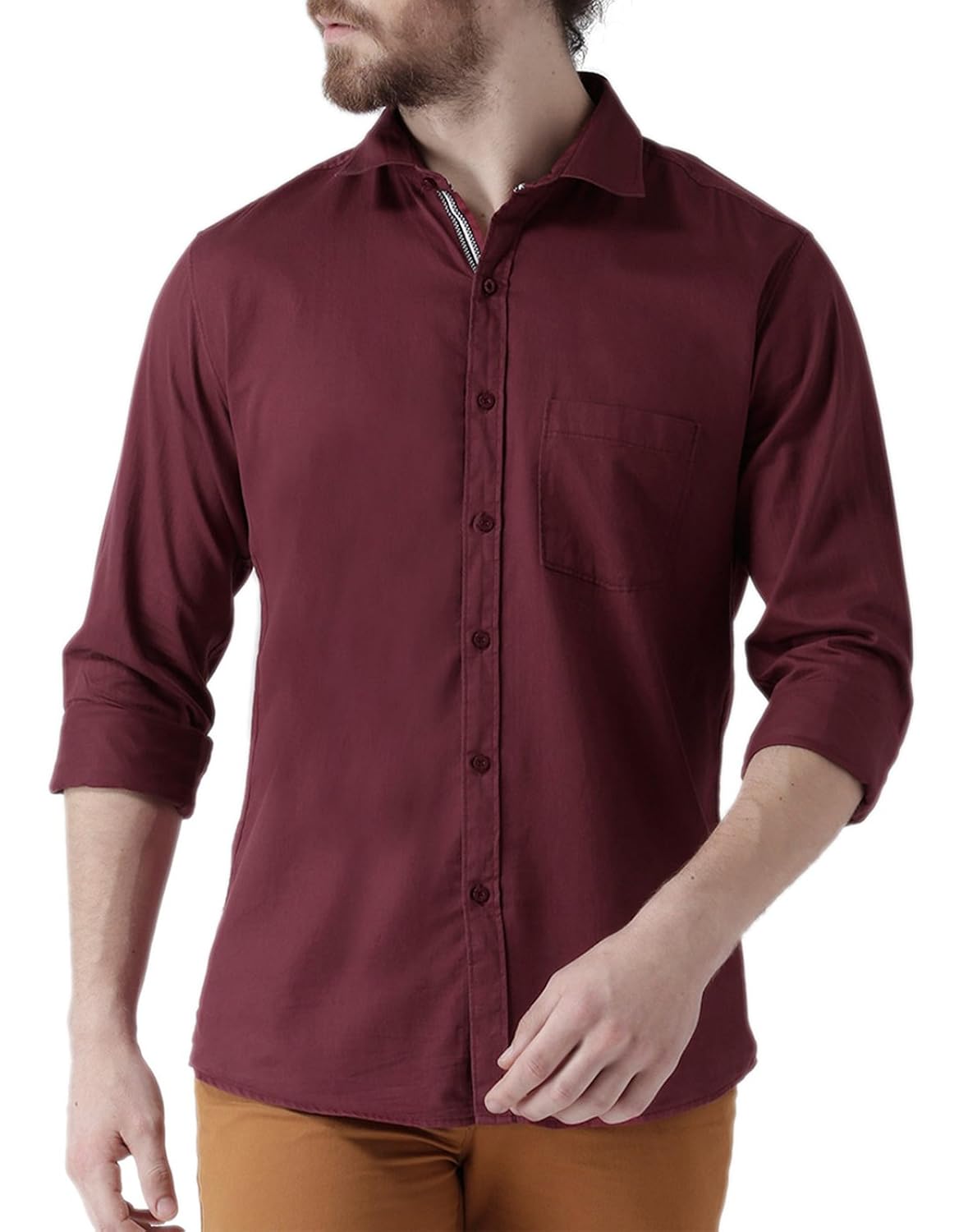 zeal plain cotton casual slim fit shirt for men stylish full sleeve