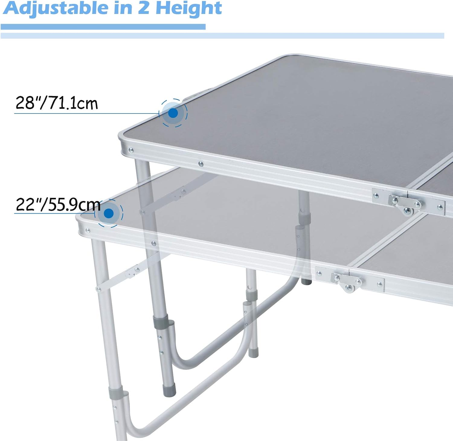 Camping World Folding Camping Picnic Table Adjustable Lightweight Desk Portable Handle, Rust Resistant Table for Outdoor Picnic Beach Backyard : Garden & Outdoor
