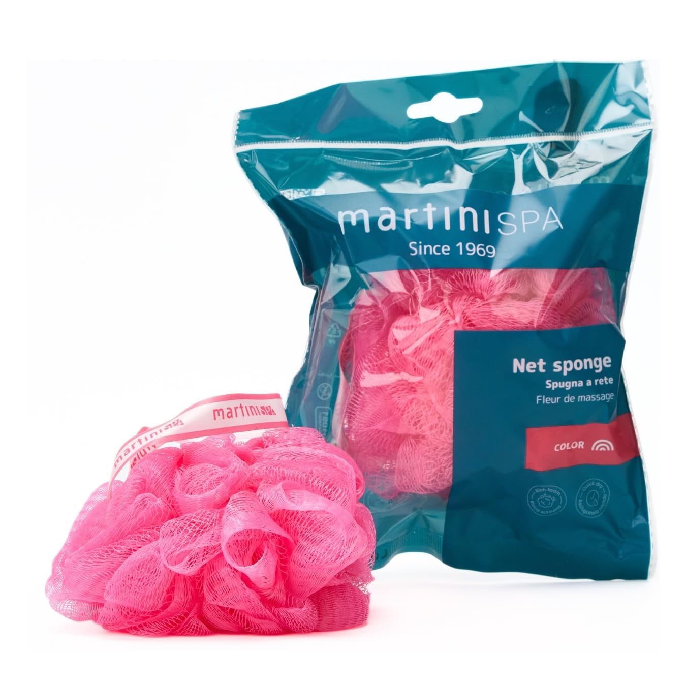 MartiniSPA Massage Color Soft Peeling Mesh Sponge - Assorted Colours - Orange, Pink, Blue, Green