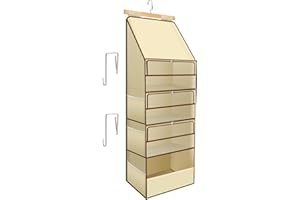 ZFLYCANP Hanging Yarn Storage Organizer, Over the Door Organizer with 4 Zipper Clear Closure Compartments and 3 Side Pockets,