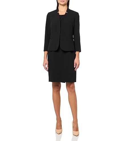 ladies jacket dresses and suits Le Suit Duster & Sheath Dress, 2pc Set, Bordeaux, 4 at Amazon Women's Clothing store formal skirt suits for ladies