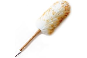 J&A JASON AEROBIC J&A Lambswool Dusters with Solid Wooden Handle, Flexible Head, Anti-Static, Comfortable Grips 17.8 inchs Long Feather Duster for Office, Home and Car etc.
