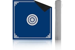 magic sewing machine Mahjong Mat with Gray Carrying Bag - Anti Slip and Noise Reduction Gaming Mat for Mahjong, Poker, Board Games, Card Games, Dominoes(Blue, 31.5"x31.5")