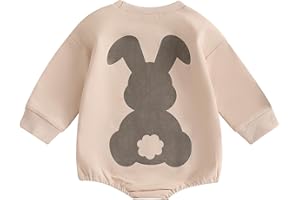 kacubwyy Infant Baby Girl Boy Easter Clothes Bunny Baby Romper Sweater Toddler Spring Outfits Sweatshirt