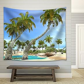 Tropical Paradise Beach - Fabric Wall Tapestry Home Decor - 51x60 inches