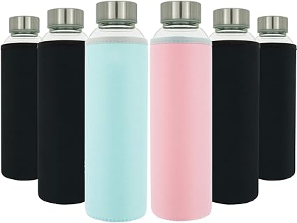 Bouteilles En Verre Tn Lot De 6 550 Ml Avec Manchons En Néoprène Bouteille Deau étanche Bouchon En Acier Inoxydable Sans Bpa Pour Smoothies