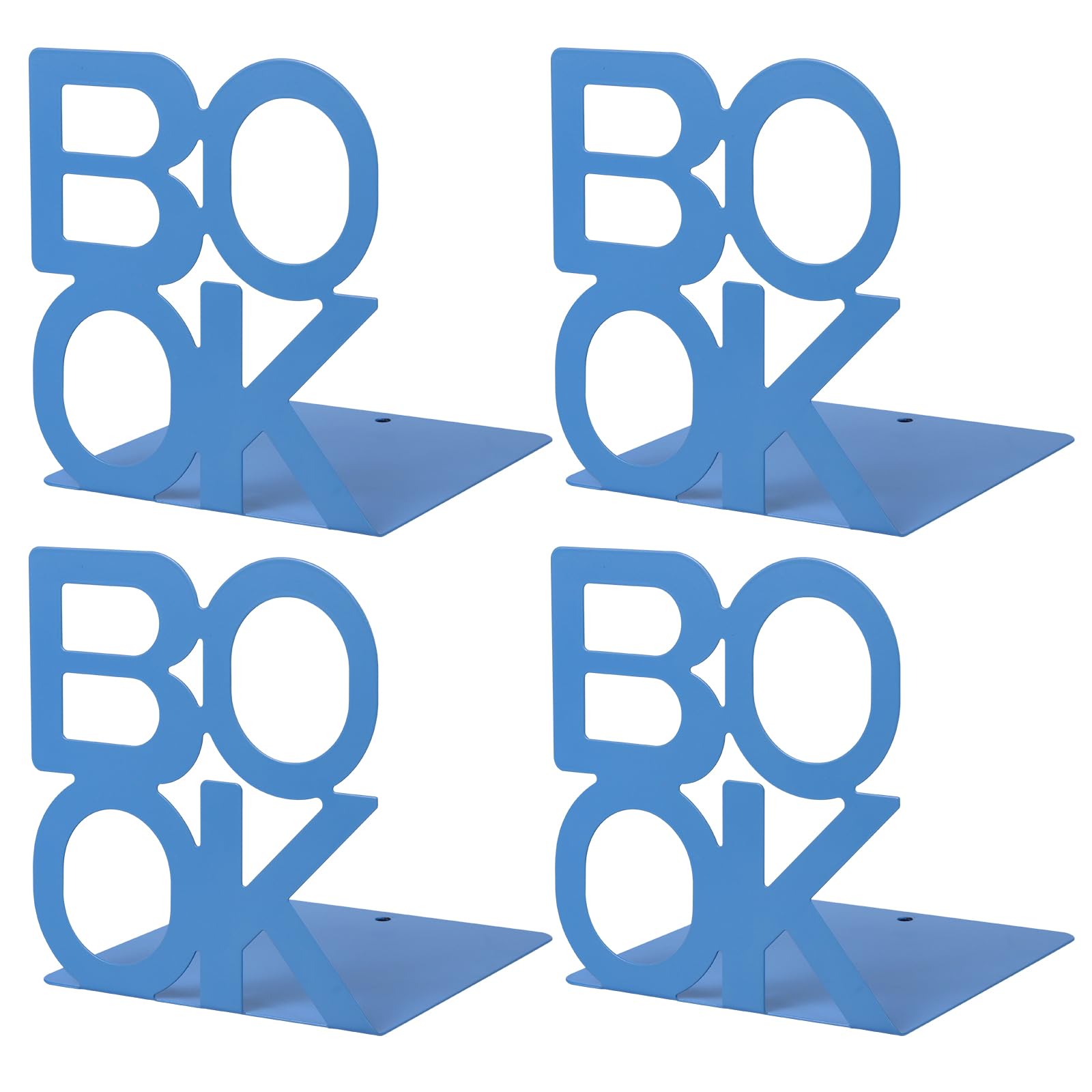 2 Pairs Metal Book Ends, MSDADA Bookends Heavy Duty, Book Ends for Shelves, Book Holder for Office School Home Decorative, Book Shelf Holder Bookend Supports Book Stoppers(Blue)