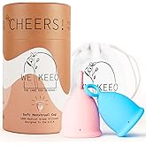 WE KEEO Reusable Menstrual Cup Made from Soft Medical-Grade Silicone | Period Cup with Leak-Free 12 Hour Protection | Holds Up to 6 Super Tampons | Comfortable, Flexible and Hypoallergenic Design