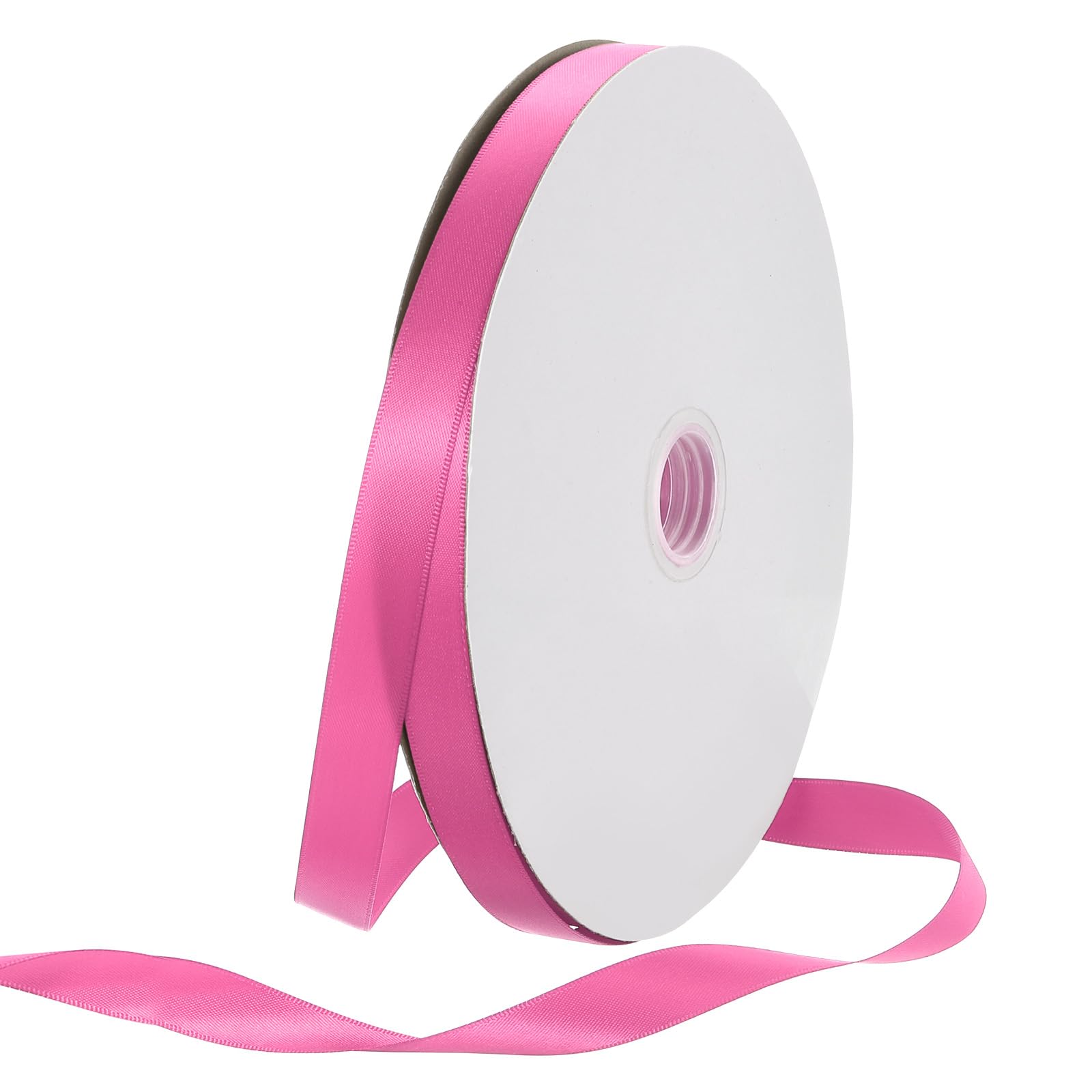 Rebower 15mm Satin Ribbon 46m Thick Double Face Grosgrain Silk Ribbon, [for Gift Wrapping, Hair Bows, Wedding, Cake, Flower] - 50 Yard/150ft/ Dark Pink