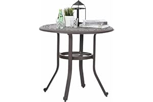 Sophia & William Cast Aluminium Patio Bistro Table Round with 1.97" Umbrella Hole, Premium Bronze Outdoor Bar Dining Table for Porch Balcony Backyard, 31.5" Dia x 29.1" H