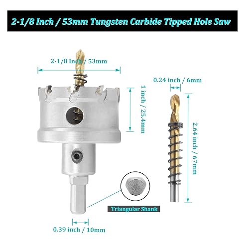 6-1/8'' (155mm) HSS Bi-Metal Hole Saw Kit – With Pilot Drill Bit & Arbor, For Wood, Plastic, Drywall, Metal Sheet
