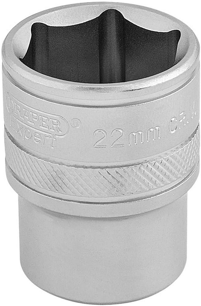Draper 16613 1/2in Square Drive 22mm 6 Point Socket, Chrome Vanadium