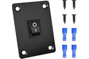 QTEATAK Boat Rocker Switch KCD1, Black, 2-Position SPST Panel Switch with 2-Pin, Rated at 6A 250VAC and 10A 125VAC, Includes 4pcs Blue Terminals FDFD2-187, CE Certified (1Pack)