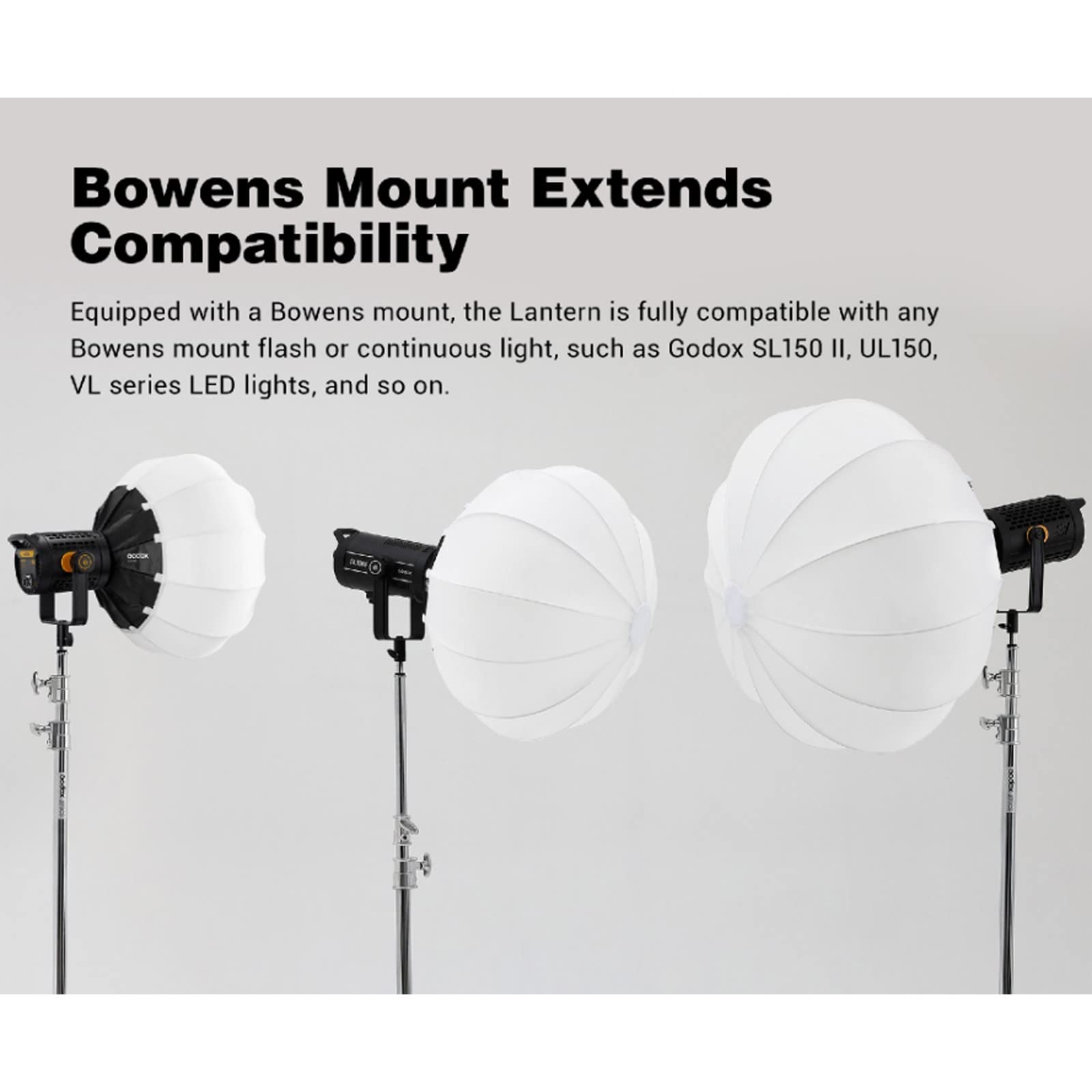 GODOX CS-50D with SS-50 Skirt Lantern Softbox 50cm/20inch Omni-Directional Light Modifier Bowens Mount for Godox SL60W SL150II, UL150, VL150 Light for Video Recording, Live Streaming, and Filmmaking