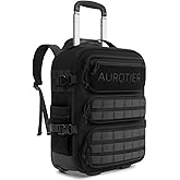 Rolling Tactical Laptop Backpack, Underseat Travel Backpack with Wheels, 16 Inch Wheeled Military Computer Backpack for Men and Women, Roller Overnight Molle Outdoor Hiking College Carry on Luggage