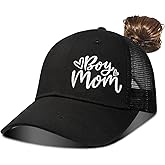 Boy Mom Embroidered Ponytail Hat,Boy Mom Gifts,Vintage High Ponytail Baseball Hats for Women