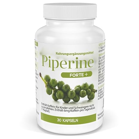 Piperine - Piperin 95% 43mg - Vegan - Vegetarisch - Gewichtsverlust - Abnehmen - Übergewicht - Fettverbrenner (30 Kapseln)