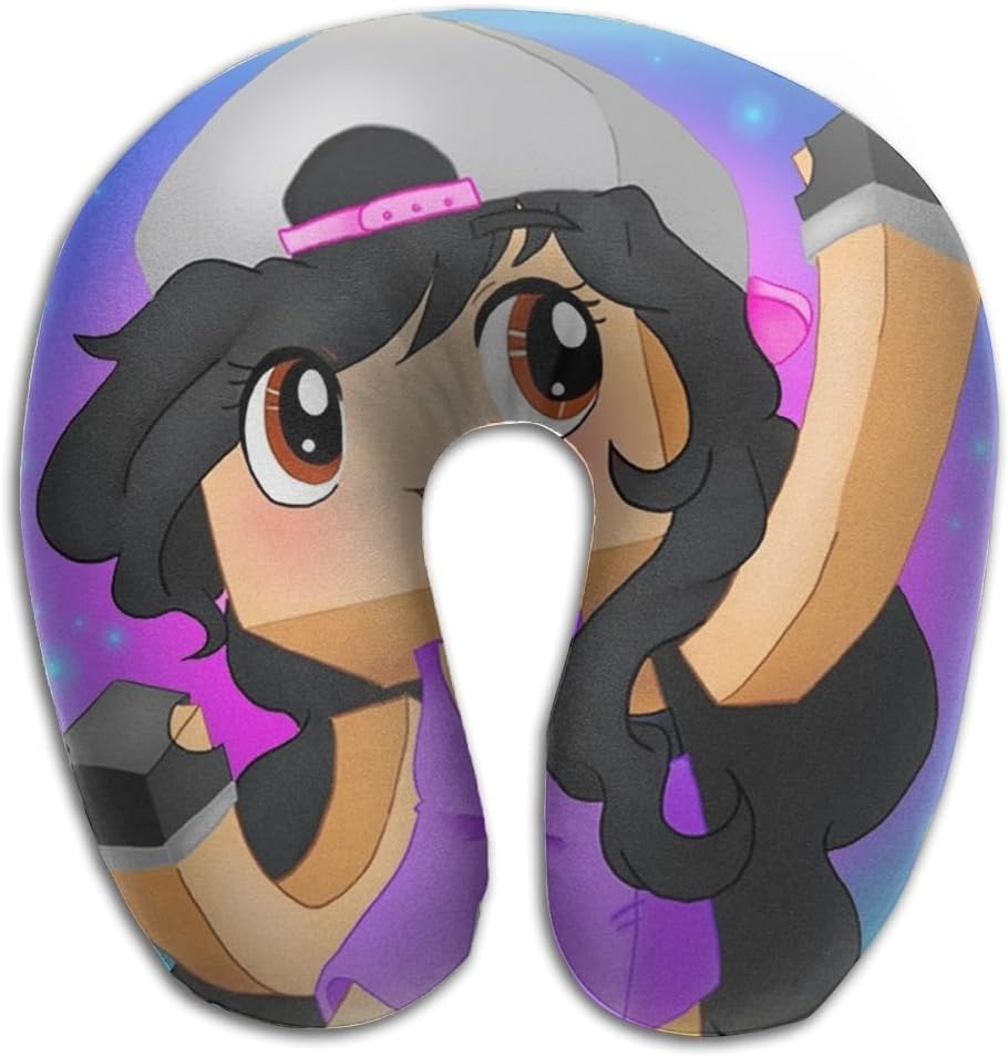 U Shaped Neck Pillow Aphmau Printed Memory Foam Comfortable Indoor & Outdoor Travel Pillow For Airplane Car Office