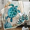 Qucover-Sea-Turtle-Pattern-Beach-Throws-Coral-Velvet-Throw-Blankets-with-Sherpa-Lining-for-Adults-Kids-59-x79-Inch Qucover Sea Turtle Pattern Beach Throws Coral Velvet Throw Blankets with Sherpa Lining for Adults Kids 59 x79 Inch