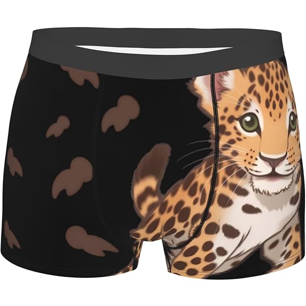 Boxer Homme Imprimé Léopard Marron – 95% Polyester, 5% Élasthanne, Ceinture Élastique, Respirant