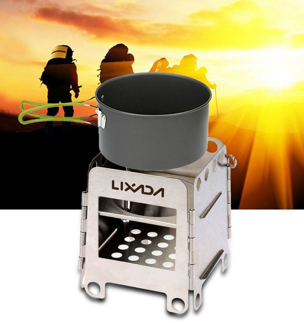 Lixada Camping Stove Wood Burning Stoves Potable Folding Stainless