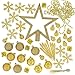 Festive 74 Piece Assorted Christmas Ornament Set, Gold