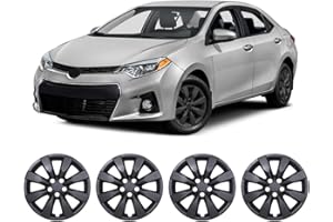HAWKLEY 16 Inch Hubcaps Set of 4 Matte Black Wheel Rims Cover R16 Hubcap for Toyota Corolla 2014-2016, ABS & PC Material Snap On Installation Wheel Cover Exterior Accessories for Toyota Matrix 2009-2014
